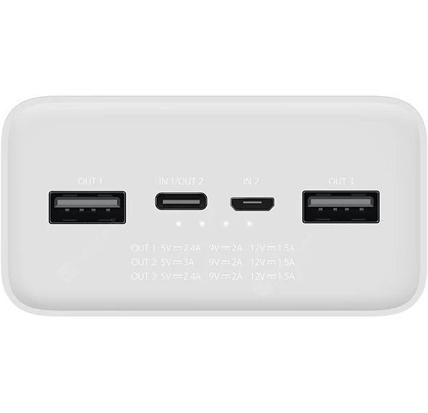 پاوربانک شیائومی Global اصلی سه پورت فست مدل PB3018ZM ظرفیت 30000 یک سال گارانتی+ارسال رایگان تیپاکس +آداپتور شارژ