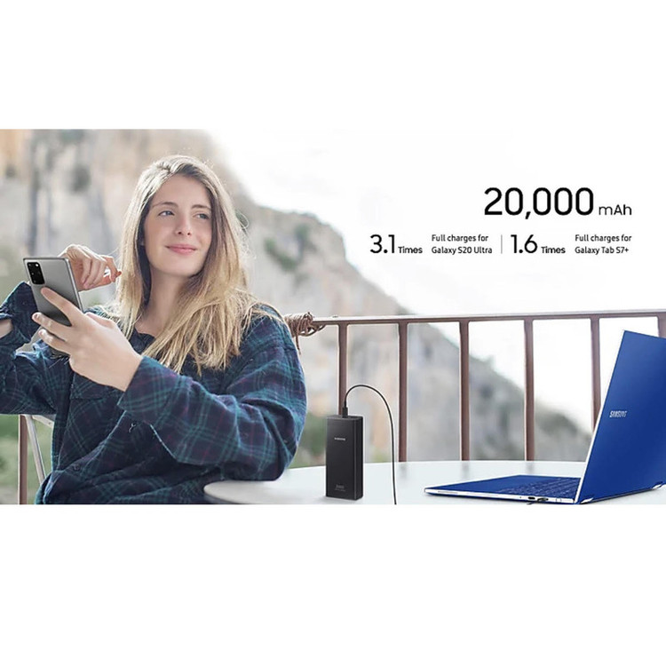 پاوربانک سامسونگ مدل EB-P5300 ظرفیت 20000 میلی آمپر ساعت+کابل تایپ سی فست هدیه +گارانتی یک ساله