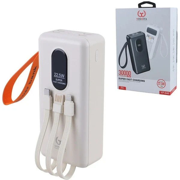 پاور بانک یوشیتا مدل YP-040 ظرفیت ۳۰ هزار میلی آمپر فست شارژ+گارانتی شرکتی یک سال