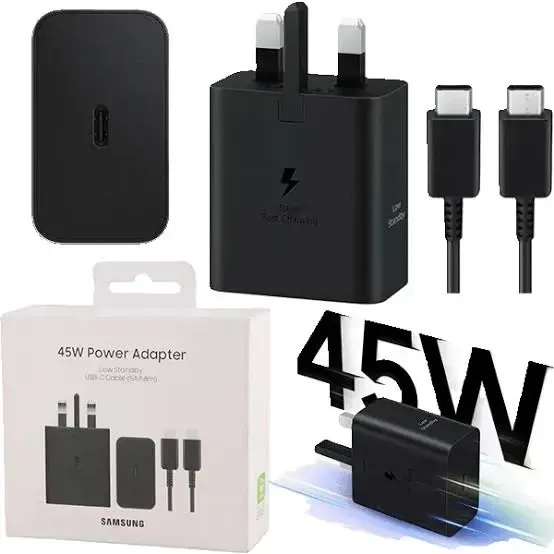آداپتور ۴۵ وات اورجینال سامسونگ ساخت ویتنام مدل EP-T4511 سه پین همراه با کابل 1.8 متری+ تبدیل ۳ به ۲ هادران هدیه